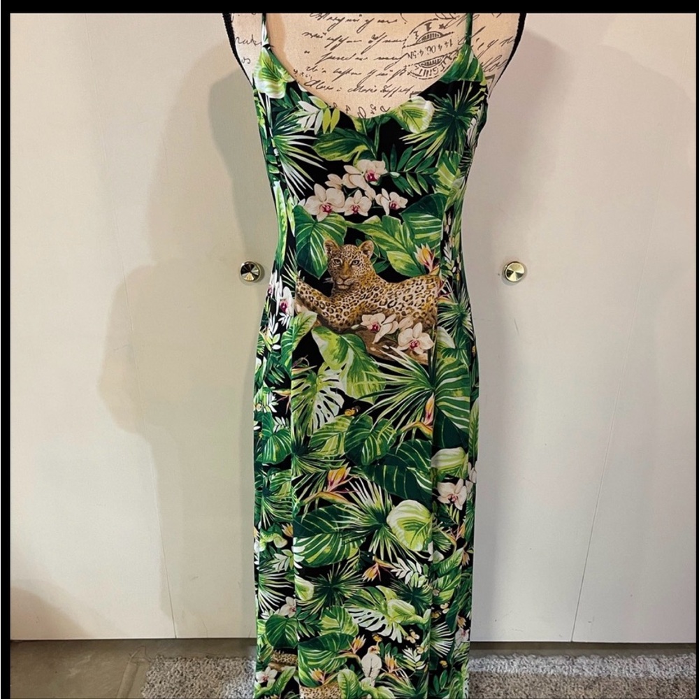NWT WHBM Jungle Scarf Tie Back Maxi Dress
